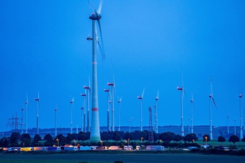 Wind farm, south of the village of Helmern, part of Bad Wünnenberg, Paderborn district, A44