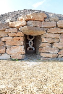 Modern-day neolithic style long Barrow burial chamber for storing cremation urns All Cannings, near