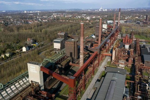 Aerial view of the former Zollverein coking plant in Essen, 18/03/2020