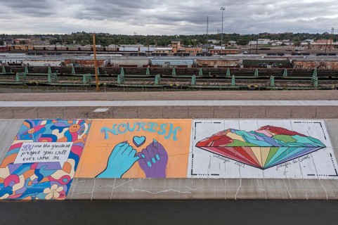 Pueblo, Colorado, Murals line a concrete levee for three miles along the Arkansas River. The levee