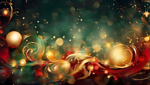 Abstract wallpaper illustration of Christmas symbols for gift cards, swirling shapes and lines, in