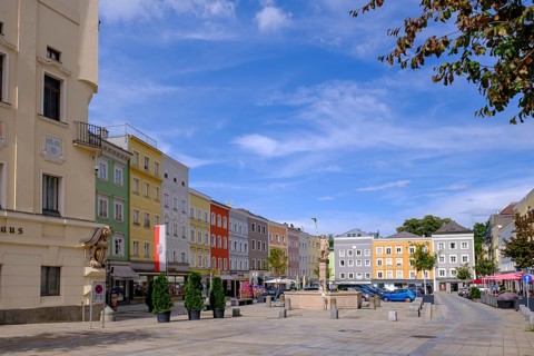 Main square with town hall, Ried im Innkreis, Innviertel, Upper Austria, Austria, Europe