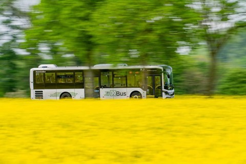 Landscape on the Lower Rhine, XBus line in rural areas, VRR, regional transport, public transport,
