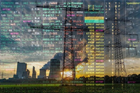 Symbolic image Critical infrastructure, blackout risk, cyberterrorism, lignite-fired power plant,