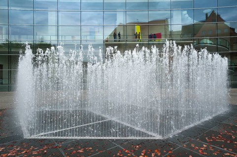 The Hexagonal Water Pavilion by Jeppe Hein, 2007, in front of the Neues Museum, Nuremberg, Middle