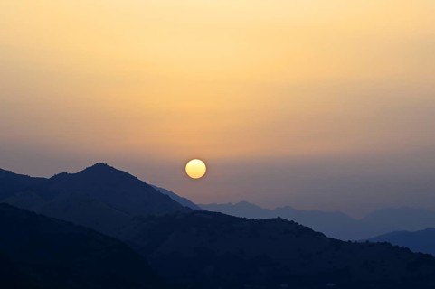 Sunset view of mountains, Sepino, Molise, Italy, Europe