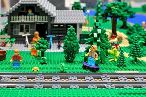 Lego figure with skateboard