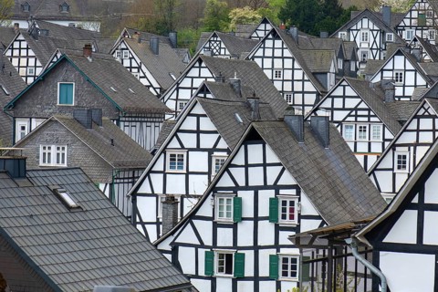 Panoramic view of the historic old town, Alter Flecken, 17th century, Freudenberg, North