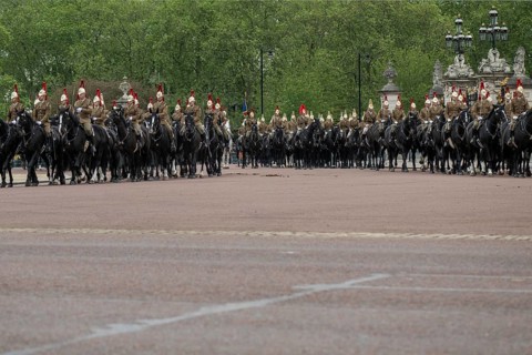 Military riders, horses, Trooping the colour, military parade in June in honour of the British