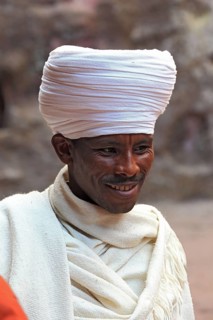 Priest at the rock-hewn churches in Lalibela, Ethiopia, Africa