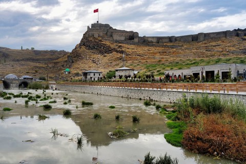 View over the castle, Kars, Turkey, Asia