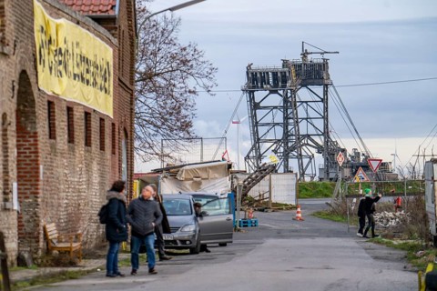 Camp of climate activists in the rest of the village of Lützerath, the last place to be excavated