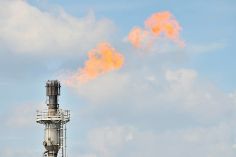 Gas flare of the Schwelgern coking plant, ThyssenKrupp Stahl AG Hamborn site, Duisburg, North