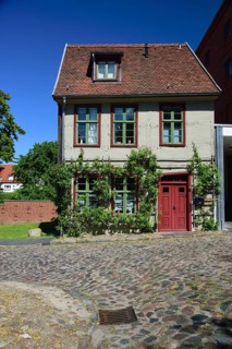 Europe, Germany, Mecklenburg-Western Pomerania, Teterow, old small half-timbered house at the town