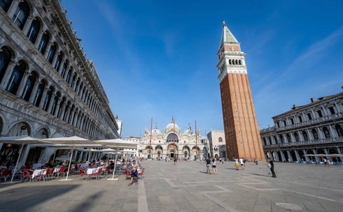 St Mark's Square, St Mark's Basilica and Campanile, Venice, Veneto, Italy, Europe