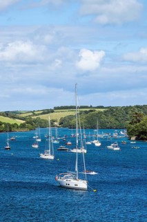 Boats and Yachts on Kingsbridge Estuary in Salcombe and Mill Bay, Batson Creek, Southpool Creek,