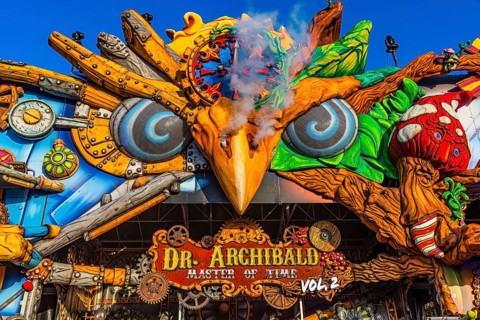 Virtual reality adventure ride, Dr Archibald-Master of Time, amusement ride and ghost train,