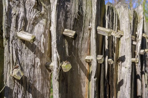 Fence with wooden nails in the building complex from the Iron Age, Mamuz Museum, Asparn an der