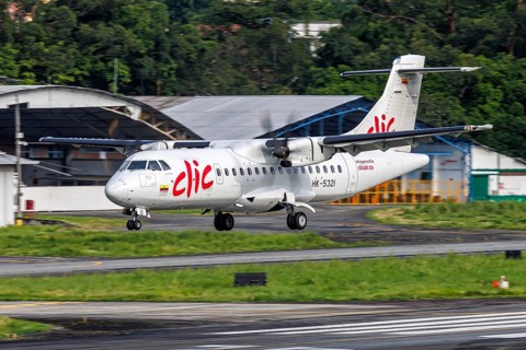 A Clic ATR 42-600 aircraft with registration HK-5321 at Enrique Olaya Herrera Airport in Medellin,