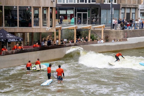 Surfing facility in the city centre of Rotterdam, Rif010, supposedly the world's first wave