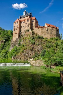 Kriebstein Castle, hilltop castle or Spornburg from the late Middle Ages on the River Zschopau,