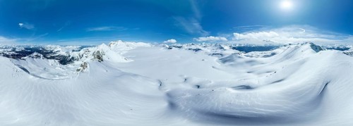 Aerial view, Alpine panorama, Snow-covered glacier plain, Plaine-Morte glacier, Bernese Alps,