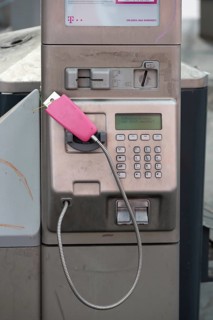 Vandalism, Destroyed public telephone of Deutsche Telekom, Bavaria, Germany, Europe