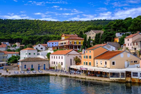 Veli Losinj harbour, near Mali Losinj, island of Losinj, Kvarner Gulf Bay, Croatia, Europe