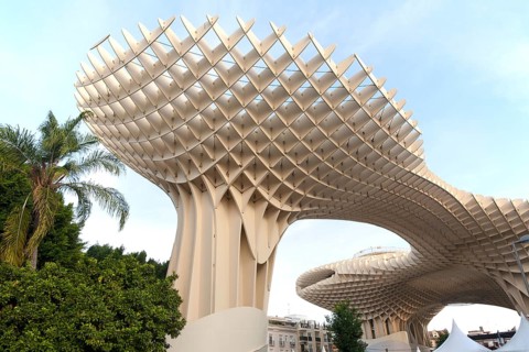 Metropol Parasol wooden structure in La Encarnación square, Seville, Spain designed by architect