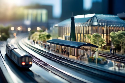 Scale model of a railway station, AI generated