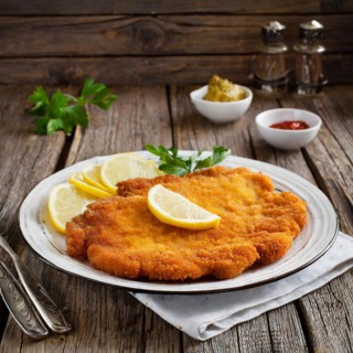 Food, meat, Wiener schnitzel, breaded veal schnitzel, AI generated, AI generated
