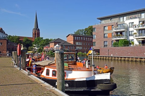 Europe, Germany, Lower Saxony, Buxtehude, Hamburg metropolitan region, Este, harbour, waterfront