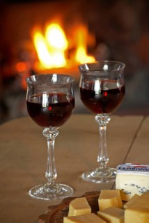 Red wine in glasses, nutrition, food, alcohol, food culture, open fire, romance, cheese platter,