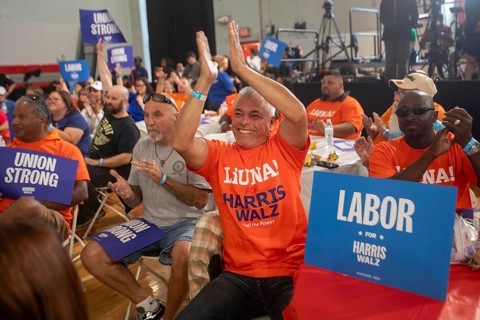 Detroit, Michigan, USA, 2 September 2024, Union members attended a Kamala Harris campaign rally on