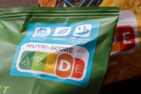 NUTRI-SCORE label on packaging, nutrition labelling system, food traffic light, Baden-Württemberg,