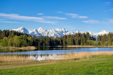 Hegratsrieder See near Füssen, Allgäu Alps, snow, Allgäu, Bavaria, Germany, Europe
