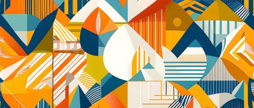 Abstract Easter egg design with geometric patterns, bold colors, and a mix of textures, creating a