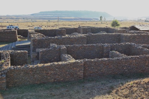 Ruins of the palace of the Queen of Sheba near Axum, Aksum, Dongur Palace, Ethiopia, Africa