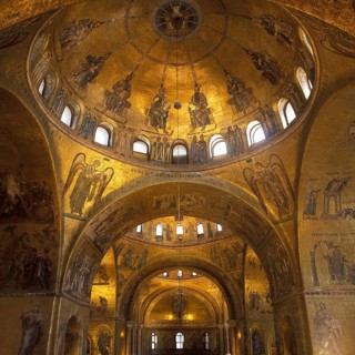Golden ceiling mosaics in the Basilica di San Marco, St Mark's Basilica, Venice, Veneto, Italy,