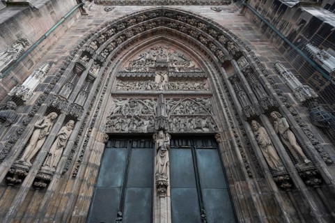 Entrance portal of the Gothic St Lorenz Church, Nuremberg, Middle Franconia, Bavaria, Germany,