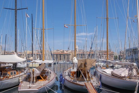 Sailboats anchored in the Old Harbour, Marseille, Départements Bouches-du-Rhône,
