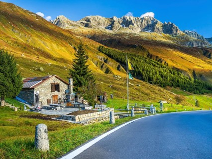 View of road James Bond Street to pass Furkapass, valley of Urserental, Kanton Uri, Swiss Alps,