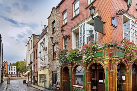 Temple Bar street in Dublin city center, Ireland, Europe