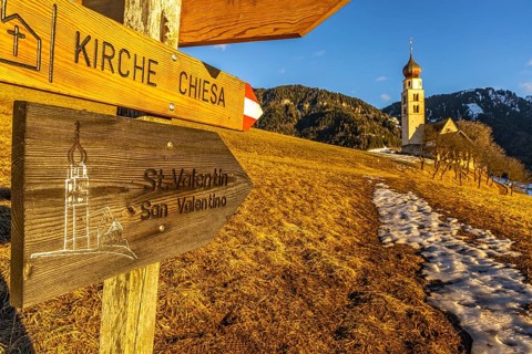 Evening atmosphere at St Valentin, Seis, South Tyrol, Italy, Europe