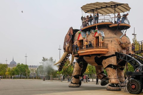 Tourist attraction The Great Elephant on the Ile de Nantes in the Loire, Nantes, Loire-Atlantique