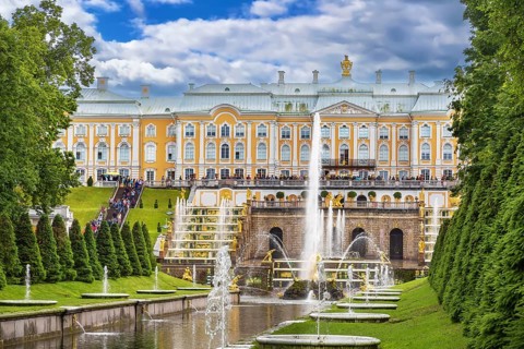 The Grand cascade is the most grandiose fountain construction of the Peterhof ensemble and one of