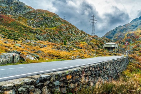 Road to border pass Great Sankt Bernhard (Col du Grand Saint-Bernard), valley Rhonetal, Region