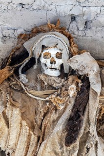 Mummy in the Cemetery of Chauchilla, Chauchilla Cemetery, Nazca, Peru, South America