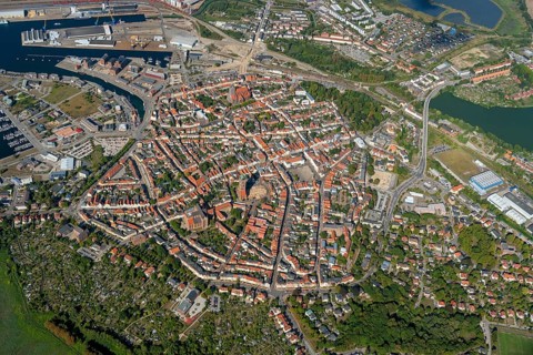 Aerial view, Wismar, Old Town
