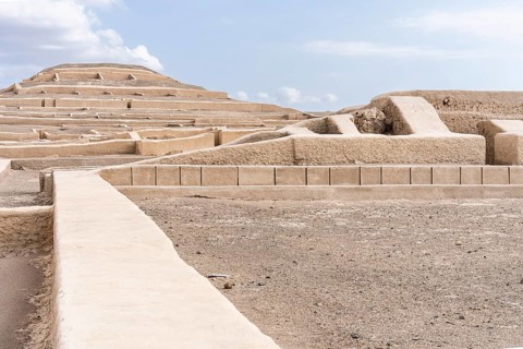 Adobe pyramids at Cahuachi, Cahuachi ceremonial center, Nazca, Peru, South America